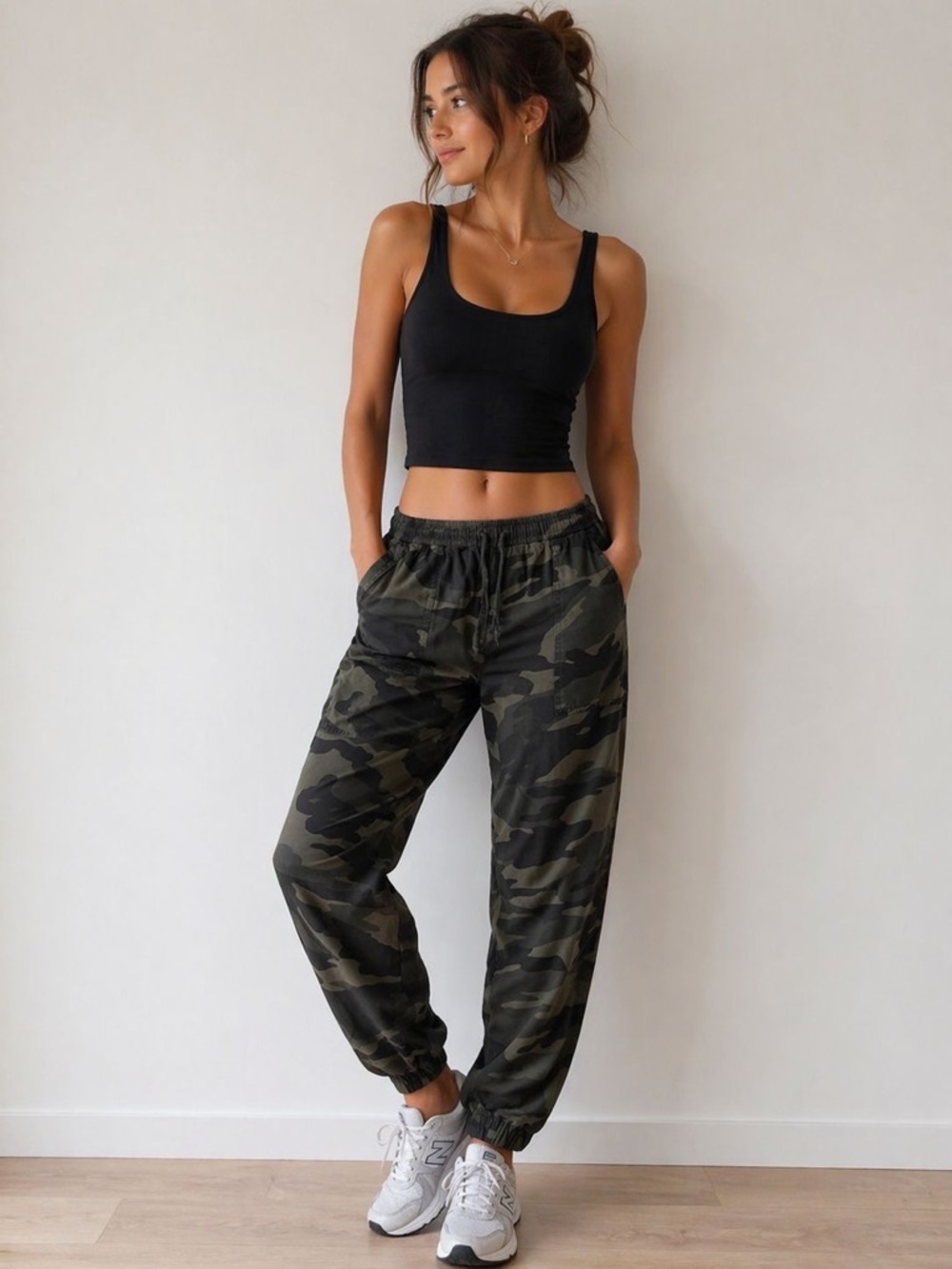 Splendid Camouflage Joggers in Olive Green & Black